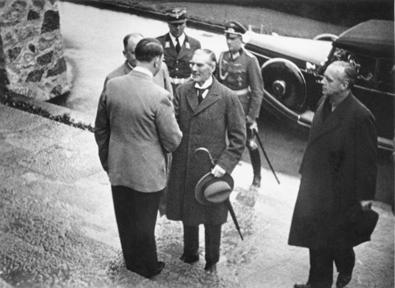 Adolf Hitler and Neville Chamberlain meet at the Berghof